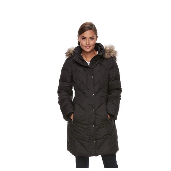 London Fog Jackets & Blazers - London Fog Women's Black Puffer Coat with Faux Fur Hood